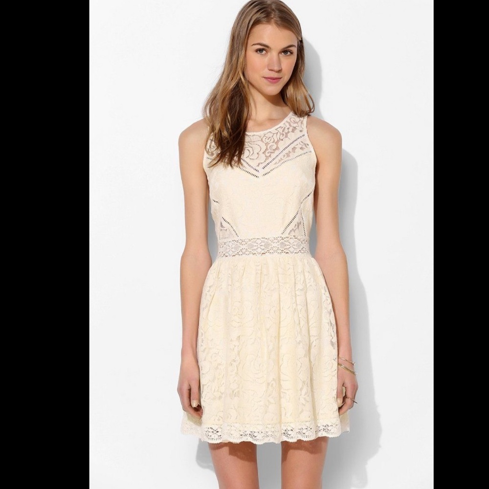 Kimchi Blue Bella lace fit flare mini dress ivory